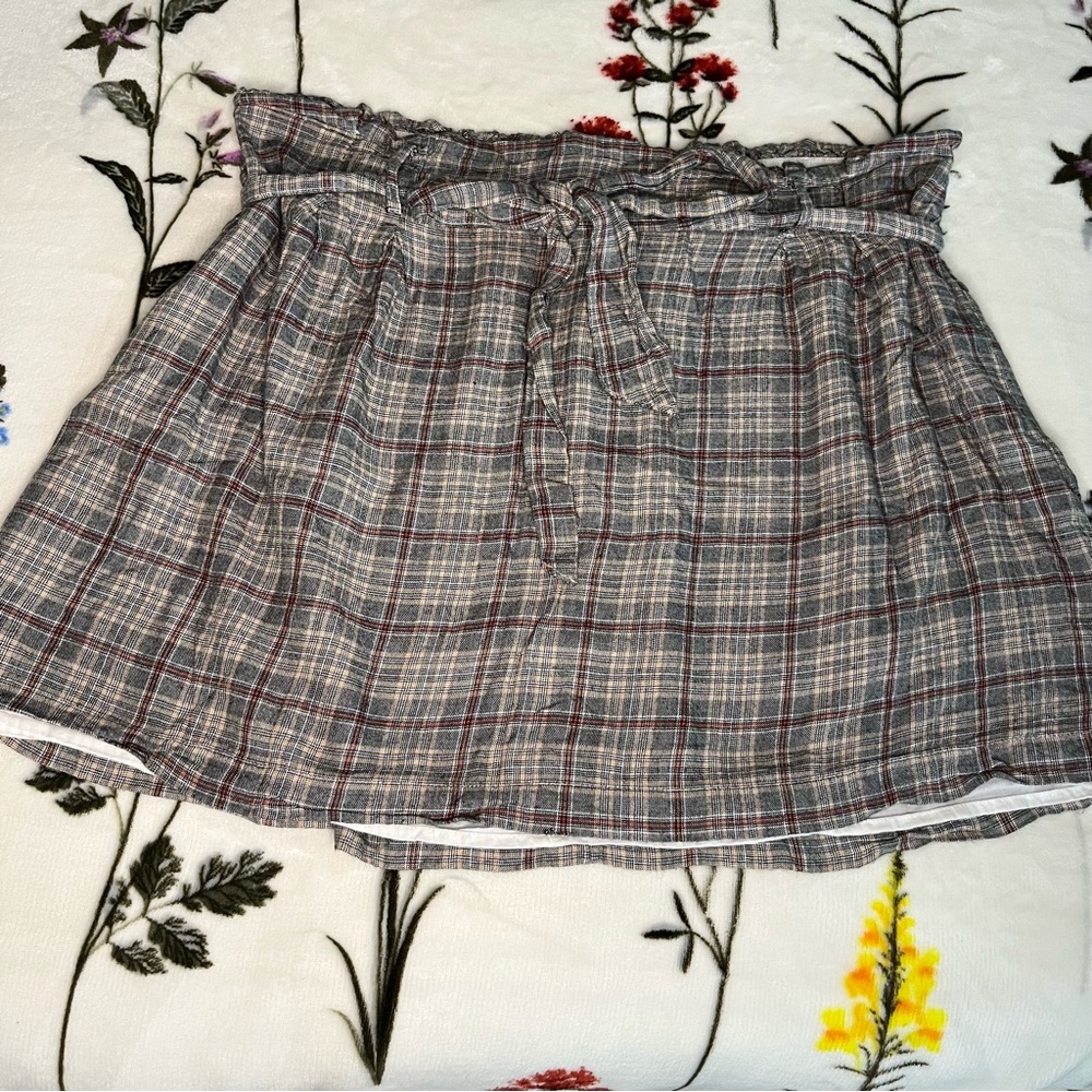 American Eagle Outfitters Gray Plaid A-Line Skirt